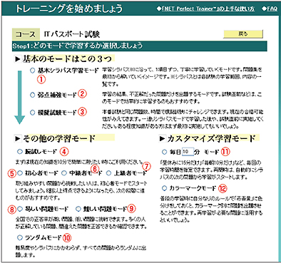 各学習モードの詳細ご案内